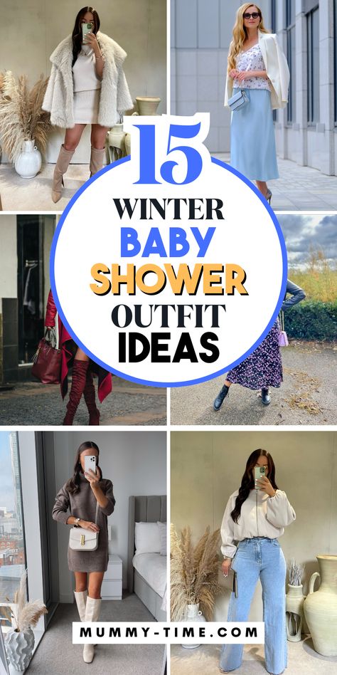 Get inspired with stylish winter baby shower guest outfit ideas! ❄️👗 From cozy sweaters to chic layering options, find the perfect look for celebrating the mom-to-be. These outfits combine comfort and style for the chilly season. Save this pin for your winter shower fashion inspiration! 📌💖 Baby Shower Outfit Ideas Winter, Fall Baby Shower Guest Outfit Ideas, Grandma Baby Shower Outfit, Baby Shower Winter Outfit Guest, Baby Shower Outfit For Grandma To Be, Wedding Shower Outfit For Guest Winter, Winter Baby Shower Outfit Guest, Gender Reveal Outfit Ideas For Guest, Winter Shower Outfit For Guest