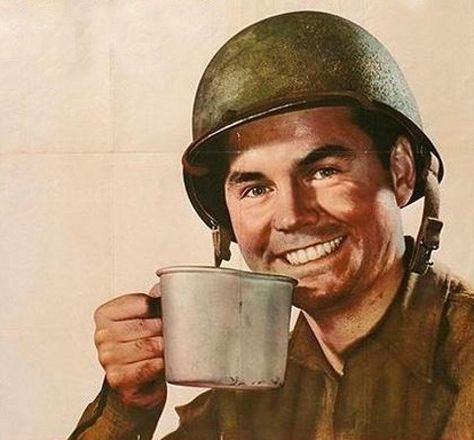 Brewing the Perfect Cup of Coffee Wwii Propaganda Posters, Wwii Propaganda, Ww2 Posters, Wwii Posters, Pin Up Vintage, A Soldier, Propaganda Posters, Fun Cup, E Card