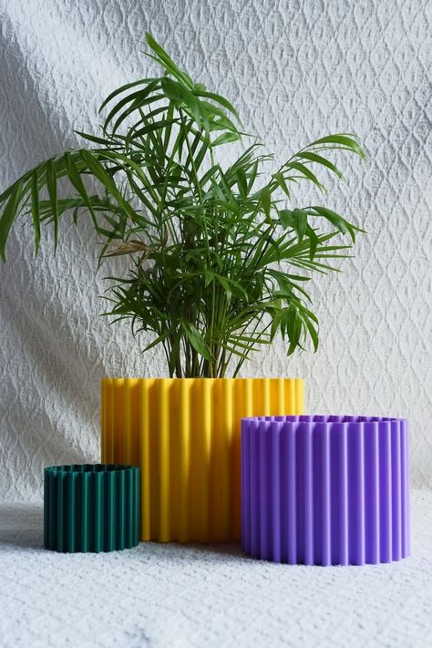 CURLY WURLY Plant Pot Plant Based Plastic Eco-friendly 3D Printed Planter - Etsy Dinosaur Theme Room, Pots Design, Curly Wurly, Plant Pot Design, Colorful Planters, Large Plant Pots, Pot Design, Garden Plant Pots, Garden Makeover