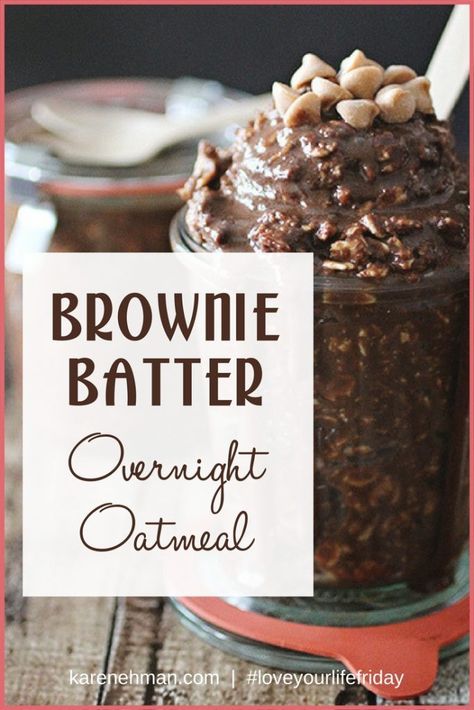 Brownie Batter Overnight Oats, Oatmeal Overnight, Breakfast Overnight, Oatmeal In A Jar, Oats Overnight, Detox Breakfast, Oat Recipes Healthy, Protein Oatmeal, Breakfast Vegan