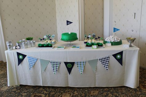 Hole In One Table Decor, Hole In One, Dessert Table, Table Decor, Birthday Party Themes, Birthday Party, Golf, Dessert, Table Decorations