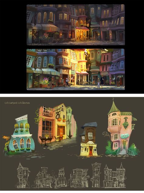 Building Concept Art Architecture, Animation Environment Design, Prop Design Visual Development, Concept Environment Art, Exterior Concept Art, Buildings Concept Art, Environment Design Concept, House Concept Design, Home Concept Art