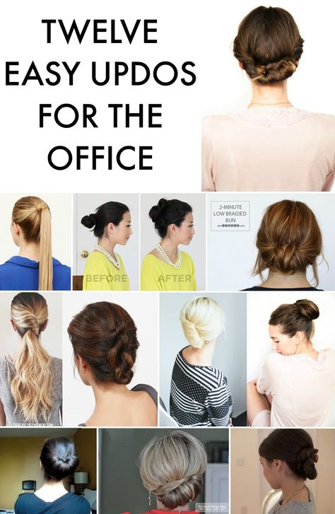 We rounded up twelve of the easiest, sleekest updos for the office we could find -- which are your favorite for the summer? #officechic #officehair #professionalstyle Hairstyles For The Office, Gibson Roll, Easy Office Hairstyles, Hairstyles For Work, Blond Rose, Interview Hairstyles, Easy Professional Hairstyles, Easy Work Hairstyles, Office Hairstyles