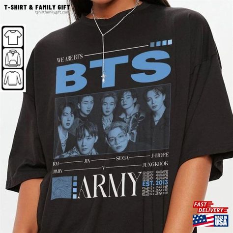 Vintage Bts Shirt Unisex Kpop Classic Check more at https://tshirtfamilygift.com/product/vintage-bts-shirt-unisex-kpop-classic-2/ Hoody Kpop, Bts Shirt, Kpop Tshirt, Bts Clothing, Kpop Shirts, Pop T, Trendy Shirts, Style Korean, Korean Pop