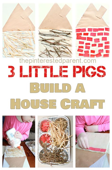 Fairy Tales Preschool Activities, 3 Little Pigs Activities, Nursery Rhyme Crafts, Fairy Tales Preschool, Fairy Tale Activities, Fairy Tale Crafts, 3 Little Pigs, House Craft, Pig Crafts