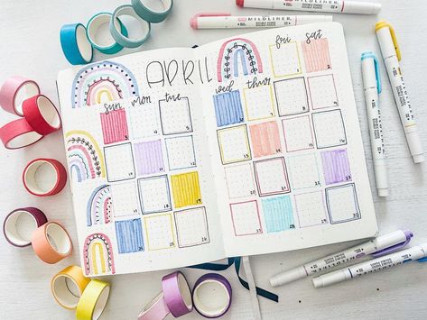 April Monthly Spread Bullet Journal, April Monthly Spread, Monthly Spread Bullet Journal, Bullet Journal April, Journal April, April Bullet Journal, Bullet Journal Paper, Drawing Journal, Bullet Journal Design Ideas