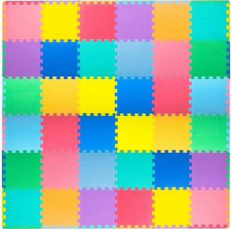 Amazon.com: ProSource Foam Puzzle Floor Play Mat for Kids and Babies with Solid Colors, Interlocking Tiles with Borders, Assorted - 36 Tiles : Toys & Games Interlocking Tile, Kids Events, Play Mat, Coloring For Kids, Borders, Toys Games, Solid Colors, For Kids, Solid Color