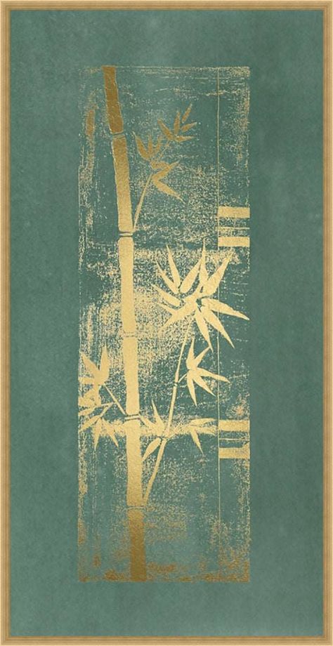 The Gold Foil Bamboo I Framed Fine Art Print is a stunning piece of wall decor that is both elegant and eye-catching. This print features a beautifully detailed image of a bamboo plant, accented with delicate gold foil detailing that adds a touch of luxury and sophistication. The print is set in a stylish gold frame that complements the artwork perfectly. This fine art print is printed on high-quality paper using archival inks, ensuring that the colors and details of the image are vibrant and lo Gold Foil Painting, Sustainable Decor, Gelli Printing, Bamboo Plants, Historical Art, Gold Work, Metallic Foil, Art References, Art Watercolor