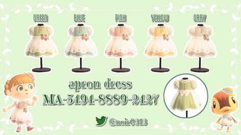 Acnh Yellow Dress, Acnh Yellow, Grey Apron, Acnh Cottagecore, Animal Crossing 3ds, City Island, Animal Crossing Qr Codes Clothes, All About Animals, Animal Crossing Qr