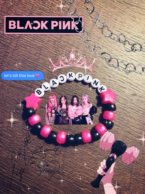 Blackpink Accessories Diy, Blackpink Jewelry Diy, Pulseras Aesthetic Kpop, Blackpink Bracelet, Pulseras Kandi, Diy Kandi Bracelets, Pony Bead Bracelets, Diy Kandi, Hello Kitty Jewelry