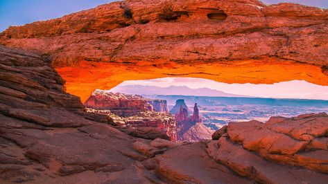 mesa arch #moab #utah united states canyonlands national park national park natural arch #usa #arch #canyon rock formation rock arch natural bridge #1080P #wallpaper #hdwallpaper #desktop Moab Arches, Fisheye Photography, Yellowstone National Park Vacation, Capitol Reef National Park, National Park Vacation, Canyonlands National Park, Bryce Canyon National Park, Yosemite Valley, Utah National Parks