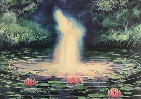 Kyra Core Aesthetic, Spiritual Forest, Ethereal Being, Pond Watercolor, Lukisan Cat Air, Fairytale Art, Visionary Art, The Pond, Ethereal Art