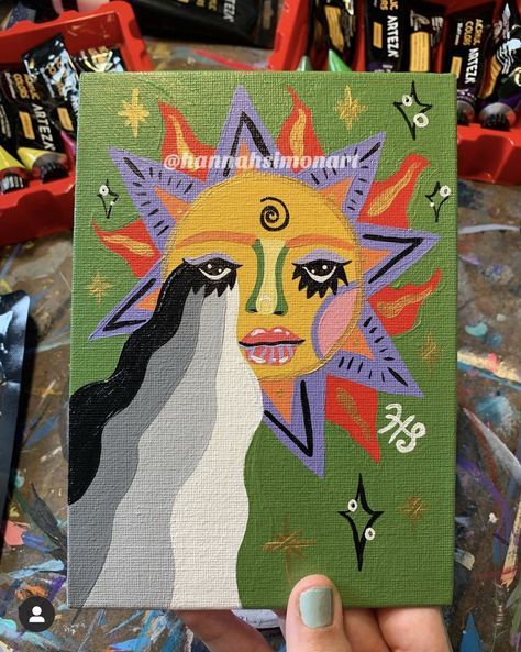 Earthy Paintings, Boho Painting, Hippie Painting, Cosmic Art, Simple Canvas Paintings, Intuitive Art, Canvas Painting Designs, Aesthetic Painting, Hippie Art