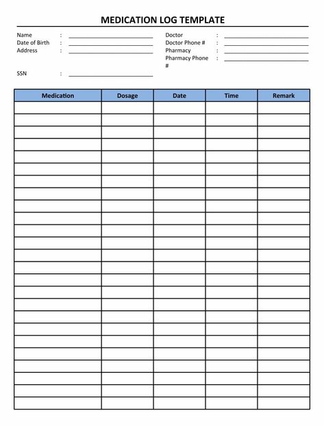 Blank Printable Medication Chart Daily Medication Chart Printable, Medication Chart Printable Free, Medicine Chart Printable, Medication Log Free Printable, Medication Chart Printable, Medication Schedule, Medical Printables, Printable Schedule, Medication Log