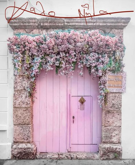 Pink Front Door, Gorgeous Doors, Door Entryway, Cool Doors, Flower Studio, Front Door Design, Pink Houses, Through The Looking Glass, Beautiful Doors