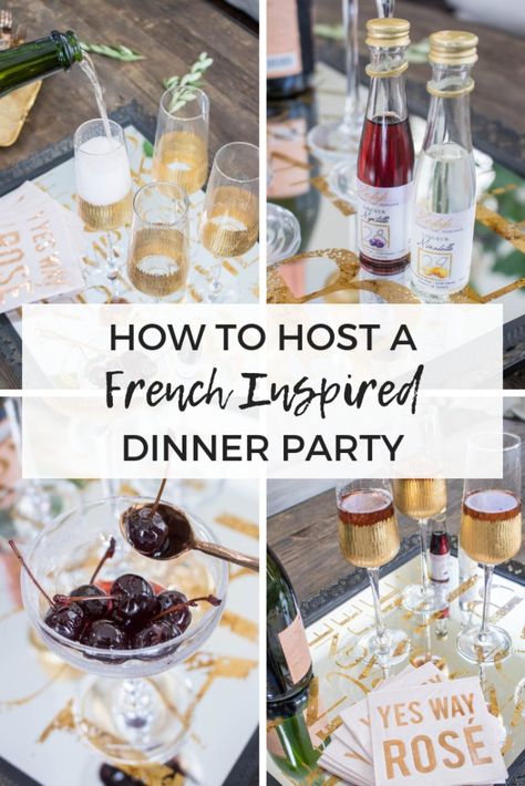 French Table Decorations, French Summer Dinner Party, French Dinner Party Menu Ideas, French Inspired Dinner, Paris Recipes, Parties To Host, French Dinners, French Table Decor, French Dinner Party