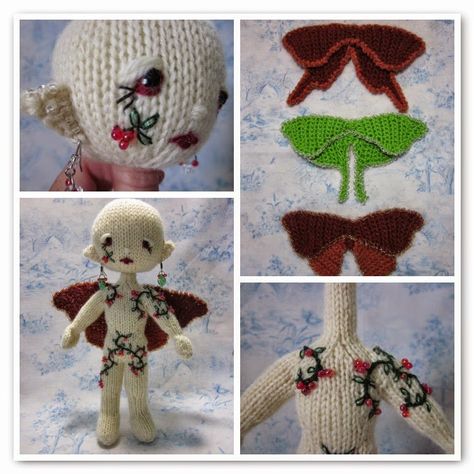 By Hook, By Hand: Fairy Knit-Along Knitted Fairy Wings Free Pattern, Knitted Wings Pattern, Fairy Knitting Pattern Free, Knitted Fairy Pattern, Knitting Dolls Free Patterns, Knitted Dolls Free, Knitted Wit, Fairy Wings, Fairy Angel