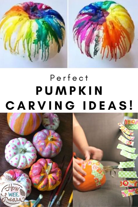 Easy Carving Ideas, Pumpkin Carving Alternatives, No Carve Pumpkin Decorating, Easy Pumpkin Carving, Creative Pumpkin Carving, Pumpkin Carving Ideas, Creative Pumpkins, Halloween Pumpkins Carvings, Creative Activities For Kids