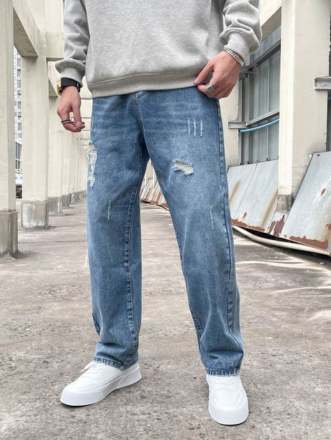 Boyfriend Jeans For Men, Boyfriend Jeans Outfit Men, Men Jeans Outfit Street Style, Straight Cut Jeans Outfit Men, Blue Denim Jeans Outfit Men, Relaxed Jeans Outfit Men, Straight Fit Jeans Outfit Men, Denim Pants Outfit Men, Straight Fit Jeans Men