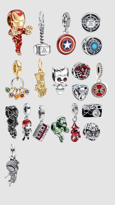 Marvel Pandora, Marvel Bracelets, Pandora Marvel, Marvel Inspired Outfits, Marvel Jewelry, Pandora Bracelet Charms Ideas, Xoxo Jewelry, Marvel Gifts, Christmas Tree Decorating