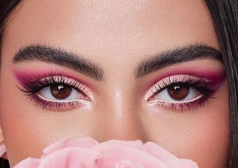 Desert Rose Makeup, Berry Makeup Look Eyeshadows, Monochrome Pink Makeup, Anastasia Primrose Palette Looks, Primrose Palette Looks, Dramatic Pink Eye Makeup, Makeup For Fuchsia Dress, Dark Pink Makeup, Valentines Makeup Ideas Simple