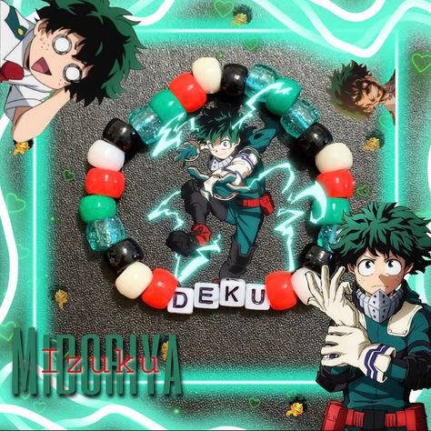 Izuku Bracelet, Deku Bracelet, My Hero Academia Bracelet, Mha Bracelet Ideas, Mha Bracelet, Mha Merch, My Hero Academia Izuku Midoriya, Pulseras Kandi, My Hero Academia Izuku