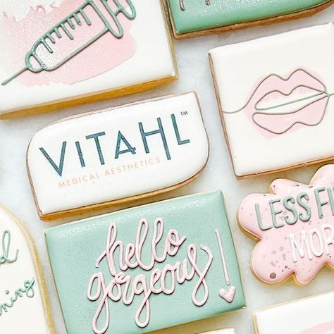 Melissa Parker on Instagram: "Hello Gorgeous!! I had so much fun making these for the @vitahlmed grand opening! #botoxcookies #grandopening #butfirstbotox #spacookies #nashvillecookies #nashvillesmallbusiness #nashvillemoms #lessfiltersmorefillers" Medical Spa Open House Ideas, Medspa Open House Ideas, Medical Spa Grand Opening Ideas, Medical Spa Grand Opening, Spa Grand Opening Party Ideas, Med Spa Grand Opening Ideas, Med Spa Grand Opening, Botox Cookies, Grand Opening Gift Ideas