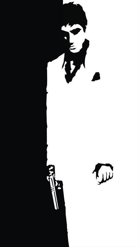 Scarface Artwork, Scarface Silhouette, Scarface Stencil, Al Pacino Tattoo, Stencil Art Of Actors, Scarface Drawing, Scarface Art, Montana Tattoo, Minimalistic Tattoo Ideas