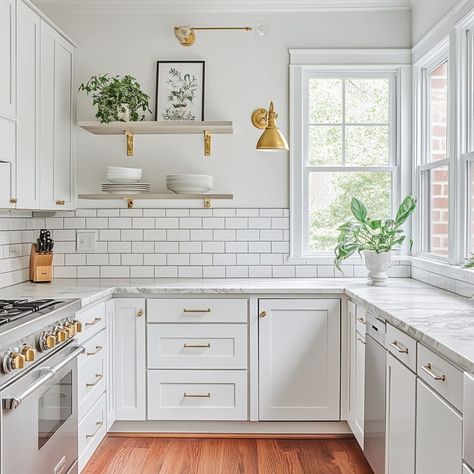 Small Kitchen Design Ideas for Compact American Homes | FH Colonial Revival Kitchen, Small White Kitchen, Small Kitchen Inspiration, Small Kitchen Design Ideas, Small White Kitchens, Small Kitchen Design, Compact Appliances, Soapstone Countertops, Shaker Style Kitchens