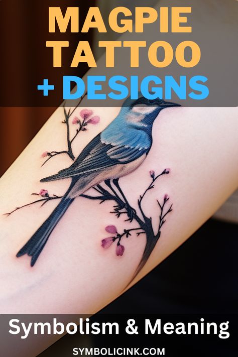 Magpie Tattoo Meaning Korean Magpie Tattoo, Magpie Tattoo Design, Two Magpies Tattoo, Magpie Tattoo Small, Magpie Drawing, Magpie Tattoo, Tattoos Meaning, Tattoo Meanings, Inspired Tattoos