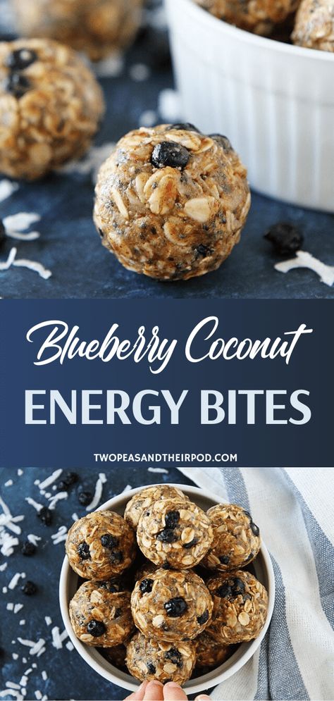 Make Blueberry Coconut Energy Bites in just 10 minutes! Kids and adults will love these easy no-bake energy balls with the perfect sweet kick from dried blueberries and coconut. Satisfy your cravings with a healthy and hearty meal you can have on the go! Coconut Energy Bites, Mediterranean Diet Snacks, Mediterranean Snacks, Med Diet, Snacks On The Go, No Bake Energy Bites, Healthy Protein Snacks, Easy Mediterranean Diet Recipes, Healthy Vegan Snacks