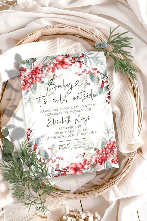 This invitation bundle is a fully editable design. 
Add Foto on the backside if needed. 
Personalize your template in Templett, an easy-to-use template editor that works in your web browser.
You need to try before you buy! December Baby Shower Themes, Calligraphy Beginners, Winter Baby Shower Invitations, December Baby, Christmas Baby Shower, Shower Themes, Baby Shower Invitation Template, Baby Shower Winter, Baby Shower Invite