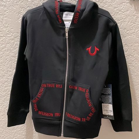 True Religion Kids, Zip Up Hoodie. Black W Red Details. Nwt. Size 4 Boys Cross Zip Up Hoodie, Black And Red Zip Up Hoodie, Emo Zip Up Hoodie, Chrome Hearts Zip Up Hoodie, True Religion Zip Up, True Religion Jacket, True Religion Hoodie, Toddler Boy Sweater, Red Details