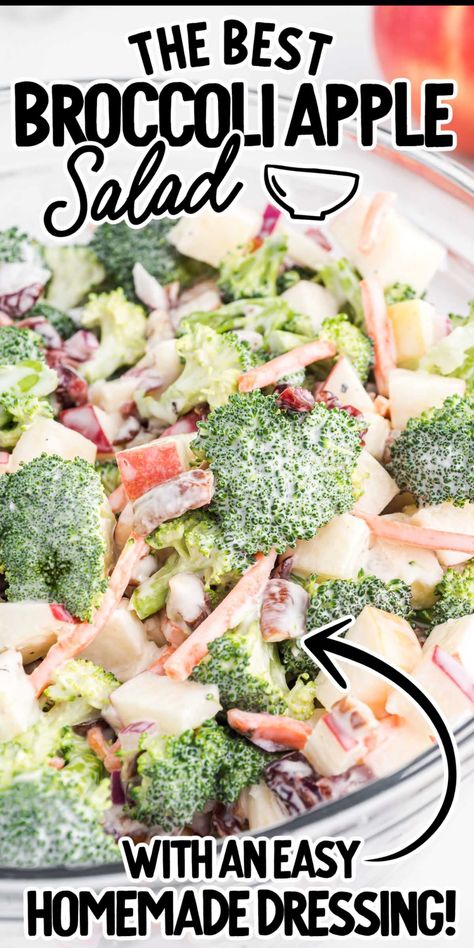 Our broccoli apple salad is a fresh salad filled with crisp fruits and veggies mixed with a creamy dressing. Brocolli Apple Salad, Apple Salads, Broccoli Apple Salad, Apple Broccoli Salad, Best Broccoli Salad Recipe, Golo Recipes, Cold Salads, Side Salads, Apple Salad Recipes