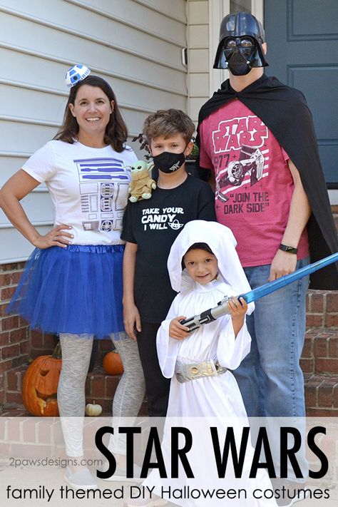 Star Wars Themed Costumes, Family Star Wars Halloween Costumes, Family Costumes Star Wars, Starwars Costume Family, Family Star Wars Costume, Kids Star Wars Dress Up, Star Wars Kid Costume, Starwars Family Halloween, Easy Star Wars Costumes