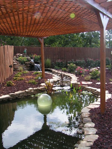 Toms Koi pond Pond Shade Ideas, Raised Pond, Koi Pond Design, Fish Pond Gardens, Shade Ideas, Tattoo Plant, Goldfish Pond, Turtle Pond, Garden Pond Design