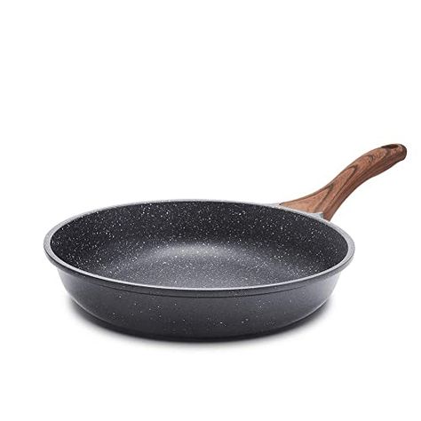 SENSARTE Nonstick Frying Pan Skillet, Swiss Granite Coating Omelette Pan, Healthy Stone Cookware Chef's Pan, PFOA Free (8/9.5/10/11/12.5 Inch) (8 Inch) Omelette Pan, Wood Utensils, Nonstick Skillet, Induction Cooktop, Omelet, Non Stick Pan, Grill Pan, Frying Pan, Frying