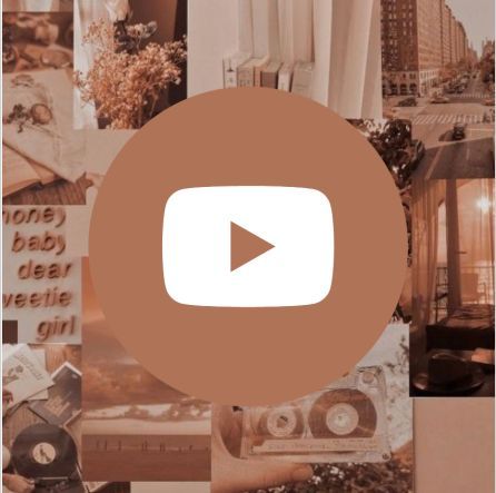 Vintage Youtube Icon, Logo Apps Aesthetic, Aesthic Brown, Brown Youtube Icon, Photos Aesthetic Icon, Youtube Aesthetic Logo, Youtube Aesthetic Icon, Aesthetic Youtube Logo, Aesthetic Youtube Icon