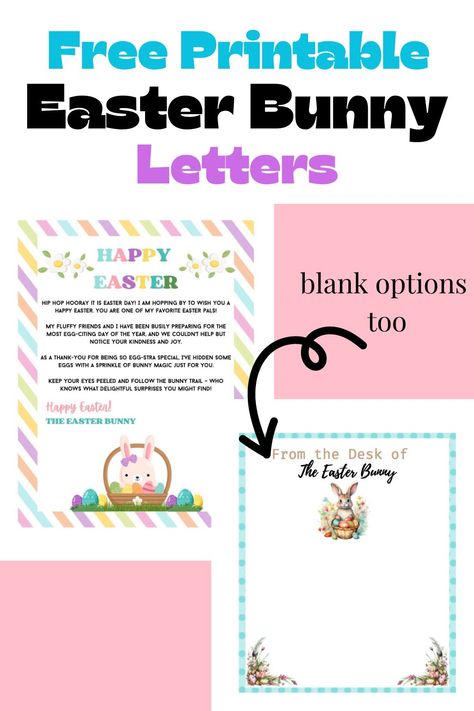 free printable easter bunny letters with 9 free designs Easter Bunny Notes Free Printable, Letter From Easter Bunny Free Printable, Easter Bunny Note, Note From Easter Bunny, Easter Bunny Letter Printable, Letter From The Easter Bunny, Easter Bunny Letter, Easter Bunny Template, Note Printable