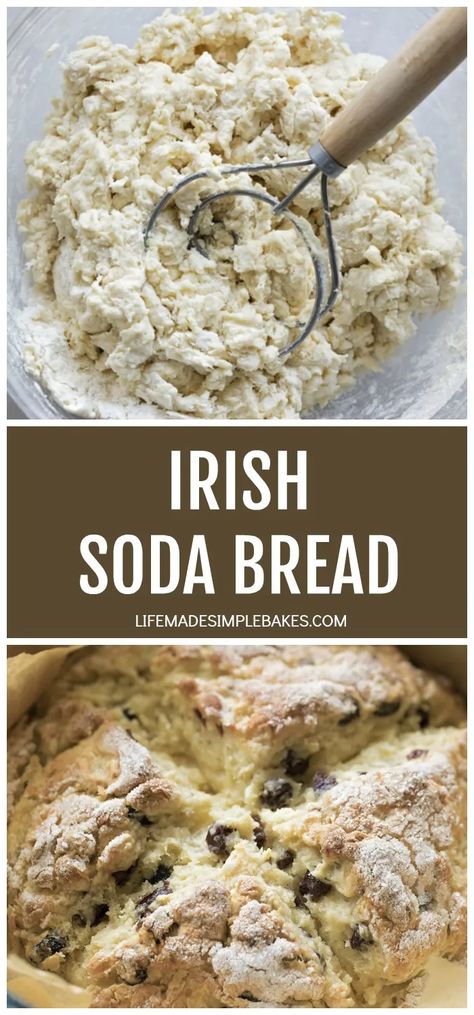 Irish soda bread is quick, easy and comes together in just 1 hour. Make it sweet, plain or savory- the choice is yours! #irishsodabread #sodabread #irishbread #bread Irish Cakes, Irish Treats, Soda Bread Without Buttermilk, Bread Loafs, Bread Artisan, Traditional Irish Soda Bread, Baked Items, Soda Bread Recipe, Irish Dishes