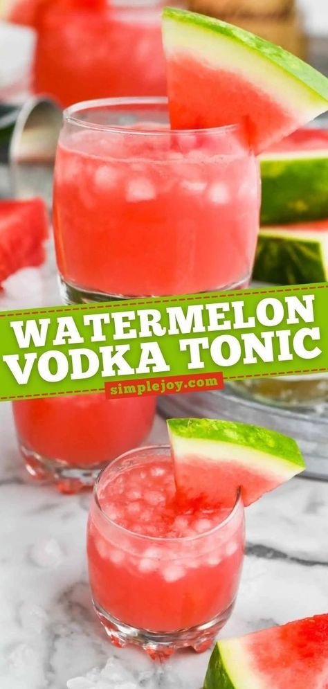 This easy 4th of July drink is sure to be a big hit! Combined with sweet, juicy, ripe watermelon, this vodka tonic recipe is a deliciously refreshing way to quench your thirst. Save this summer… Vodka Tonic Recipe, Watermelon Vodka Drinks, Ripe Watermelon, Gluten Free Drinks, Vodka Tonic, Tonic Drink, Watermelon Drink, Tonic Recipe, Summer Drink Recipes