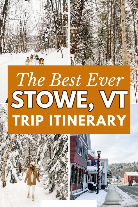 Explore the best things to do in Stowe, Vermont with our ultimate trip itinerary! Discover winter wonders, skiing adventures, top restaurants, and the best places to stay for an unforgettable getaway. Stowe Vermont Winter, Vermont Travel, Vermont Winter, Vermont Vacation, Stowe Vt, Best Places To Vacation, Winter Travel Destinations, Stowe Vermont, Ski Town