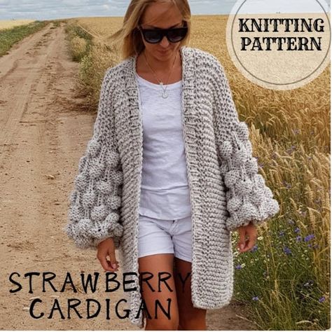 Dik Vest, Unique Knitwear, Oversize Cardigan, Knit Cardigan Pattern, Big Sleeves, Large Cardigan, Chunky Knitting Patterns, Chunky Knitting, Modern Knitting