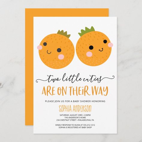 Cutie Orange Gender Reveal, Summer Gender Reveal Themes, Unique Gender Reveal Themes, Cutie Gender Reveal, Modern Gender Reveal, Twin Boys Baby Shower, Gender Reveal Unique, Gender Reveal Party Theme, Twins Baby Shower Invitations