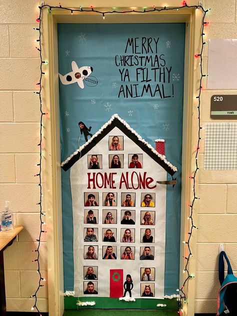 Class Christmas Door Decorating Contest, Door Design Classroom Christmas, Elementary Door Decorating Ideas Christmas, Christmas Decor Door Ideas School, Christmas Decorating Door Contest, Winter Holiday Door Decorations For School, Teacher Door Ideas Christmas, Middle School Christmas Door Decorations, Teacher Door Christmas Decorations