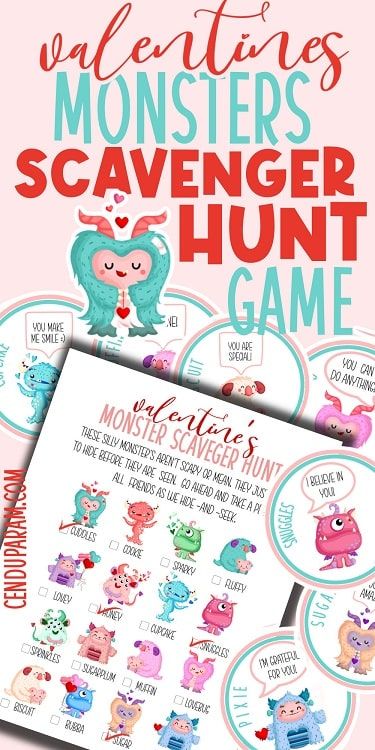 printable Valentines day scavenger hunt for kids. monster themed valentines scavenger hunt for kids Heart Scavenger Hunt For Kids, February Scavenger Hunt, Monster Scavenger Hunt, Valentines Day Scavenger Hunt For Kids, Valentine’s Day Scavenger Hunt For Kids, Valentines Scavenger Hunt For Kids, Valentines Day Printables For Kids, Valentines Scavenger Hunt, Valentine's Games