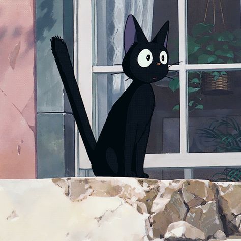 Kikis Delivery Service Gif, Kiki's Delivery Service Cat, Kiki Cat, Beau Film, Anime Witch, Peanuts Cartoon, Chibi Anime Kawaii, Kiki's Delivery Service, Free Hand Drawing