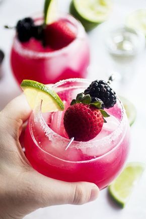 Triple Berry Margaritas - This easy margaritas recipe uses fresh blackberries, strawberries, and blueberries for a sweet, colorful twist on a classic margarita cocktail. No margarita mix required! Make it on the rocks or frozen and blended, and easy to make in a pitcher for a crowd. Vegetarian, Vegan. Easy Margaritas, Berry Margarita, Pitcher Margarita Recipe, Raspberry Margarita, Easy Margarita Recipe, Homemade Margaritas, Strawberries And Blueberries, Easy Margarita, Strawberry Drinks