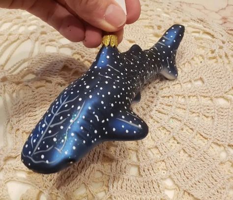 Whale Shark Blown Glass Christmas Ornament Decoration - Etsy UK Shark Ornament, Reflective Background, Shark Christmas, Blown Glass Christmas Ornaments, Liquid Silver, Blue Shark, Whale Shark, Christmas Decorations Ornaments, Glass Christmas Ornaments