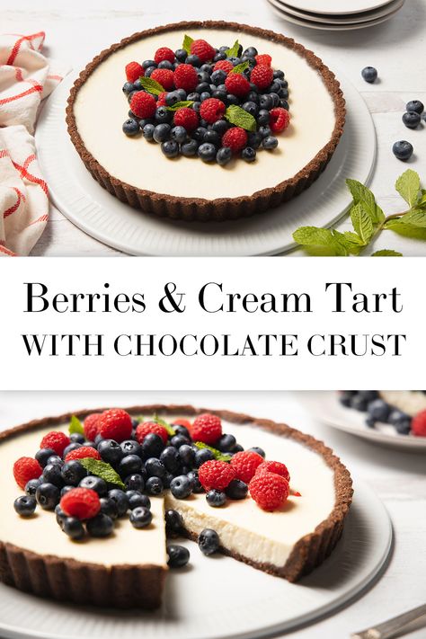 Chocolate Berry Tart, 4 Inch Tart Recipes, Sweet Tart Recipes Desserts, Tart Pan Recipes Desserts, Winter Tart Recipes, Fancy Tarts Desserts, Chocolate Fruit Tart, Cream Cheese Tart Filling, Tart Filling Recipes Easy